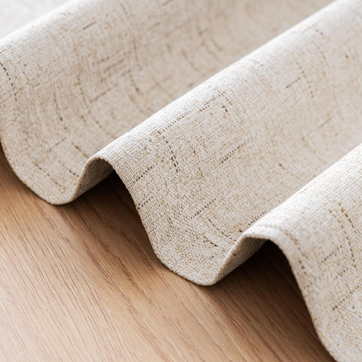 Linen Blackout Curtains Durable Thick Textured Linen Look 100% Blackout Patio Door Curtain Anti Rust Grommet Extra Wide Sliding Door Curtain Panel, Natural，W100 x L108 inch (Pack of 4) - image 8