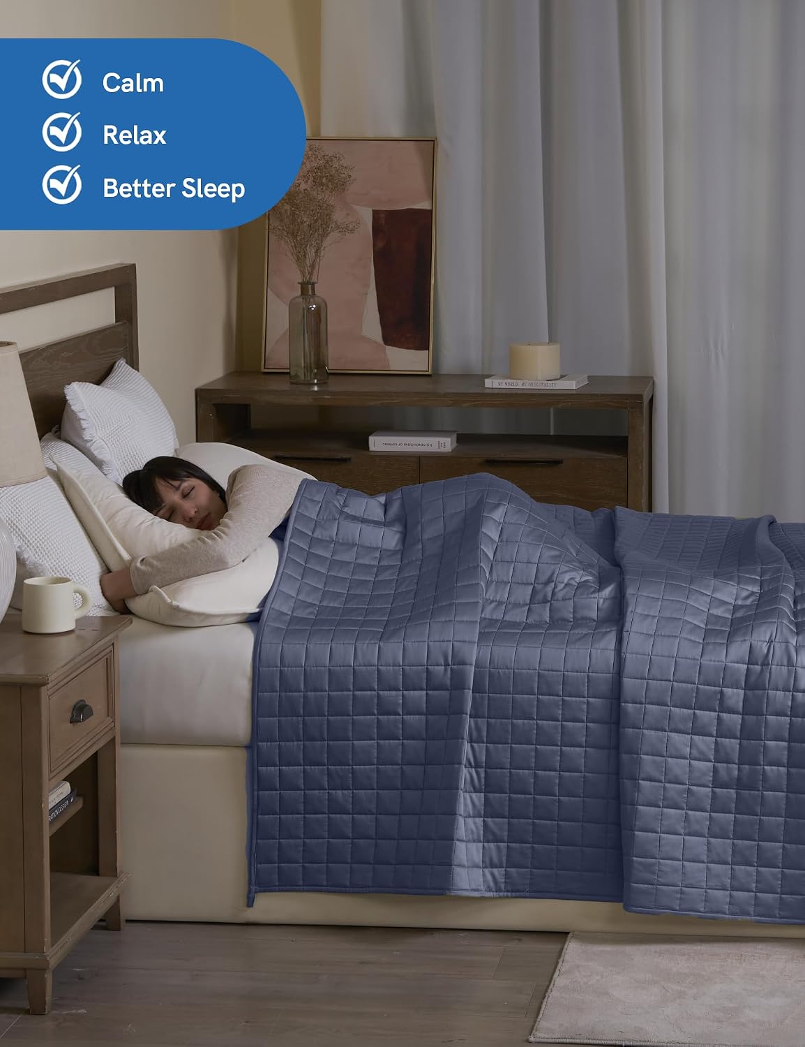 King Size Cooling Weighted Blanket for Adults (88x104 Inches, 30 Pounds, Blue Grey), Perfect for Hot Sleepers with Cooling Rayon/Glass Beads, Heavy Bed Blanket for Couple on Queen or King Bed - image 3