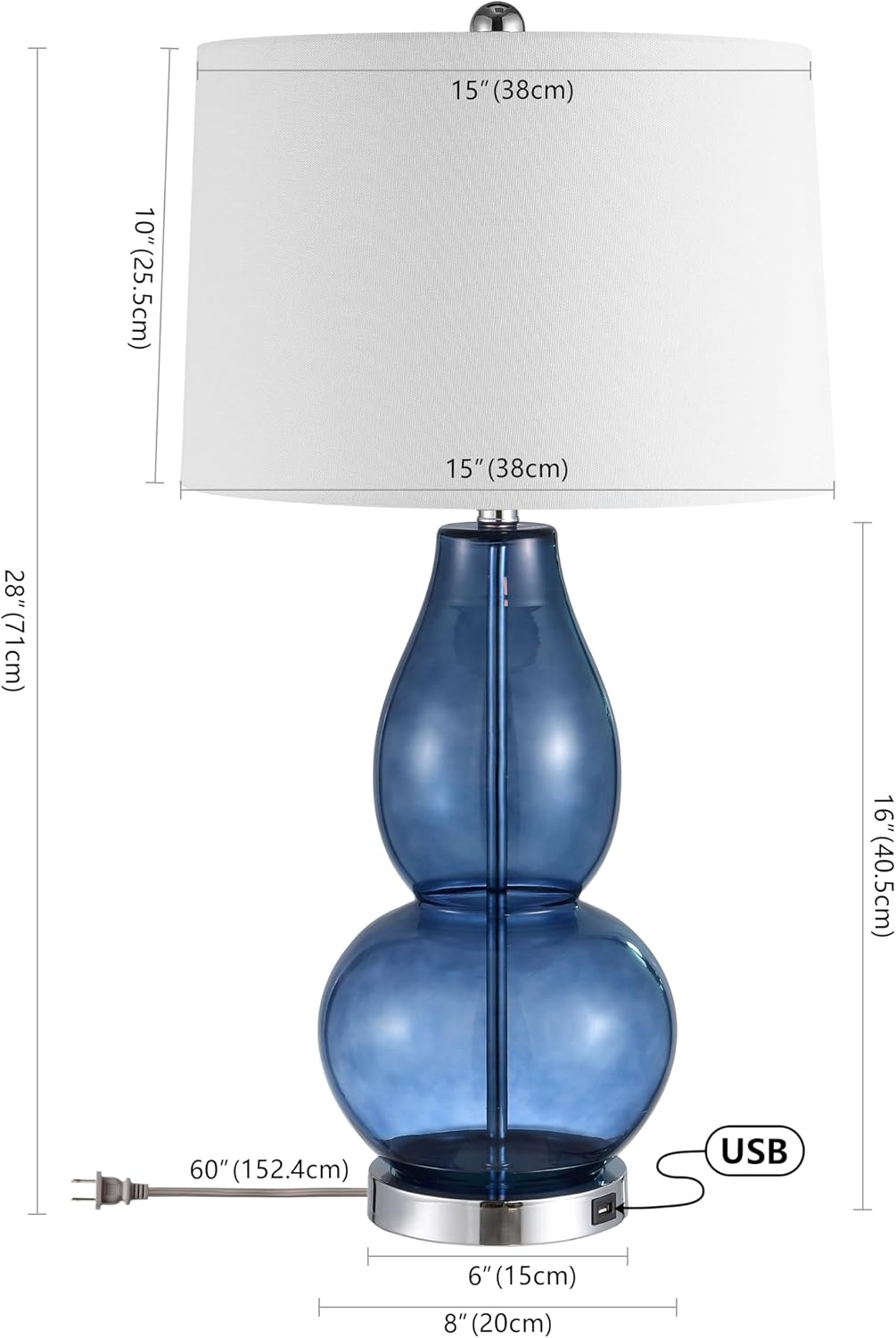 Lighting Collection Mercurio Double Gourd Blue and White Table Lamp, Set of 2 - image 3