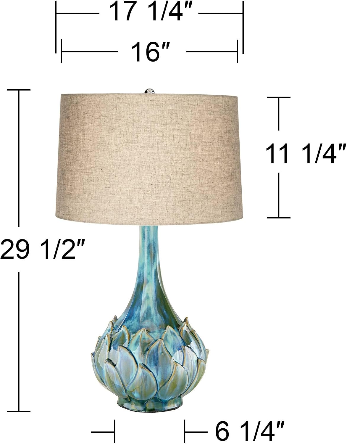 29 1/2" Tall Table Lamps Set of 2 Blue Green Ceramic Coastal Modern - image 4