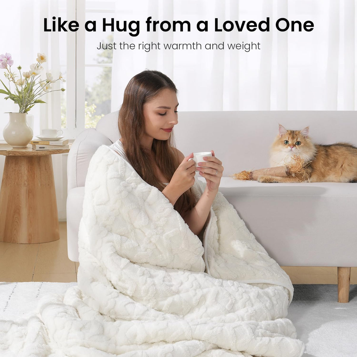 King Size Weighted Blankets for Adults 15lbs,Cream White,80" x 87" - image 4