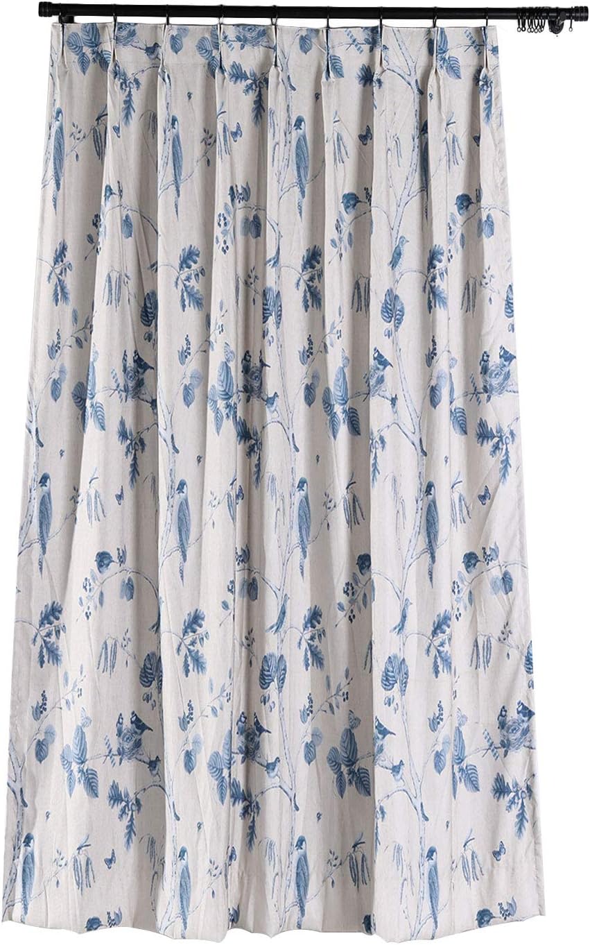 Rural Pastoral Print Extra Wide Window Curtain 100" W x 96" L, Pinch Pleated Blackout Lining Darpes Panel Bedroom Living Room Hotel Restaurant (1 Panel), Teal - image 11