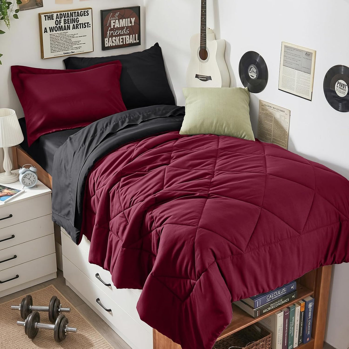 7-Piece California King Comforter Set, Dark & Light Grey Bed in a Bag - image 9