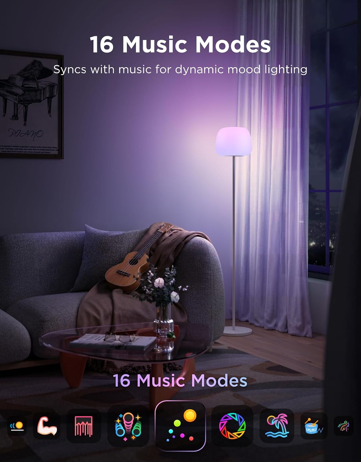 Lantern Floor Lamp, Halo Gradient RGBIC Smart Corner Lamp for Bedroom - image 8