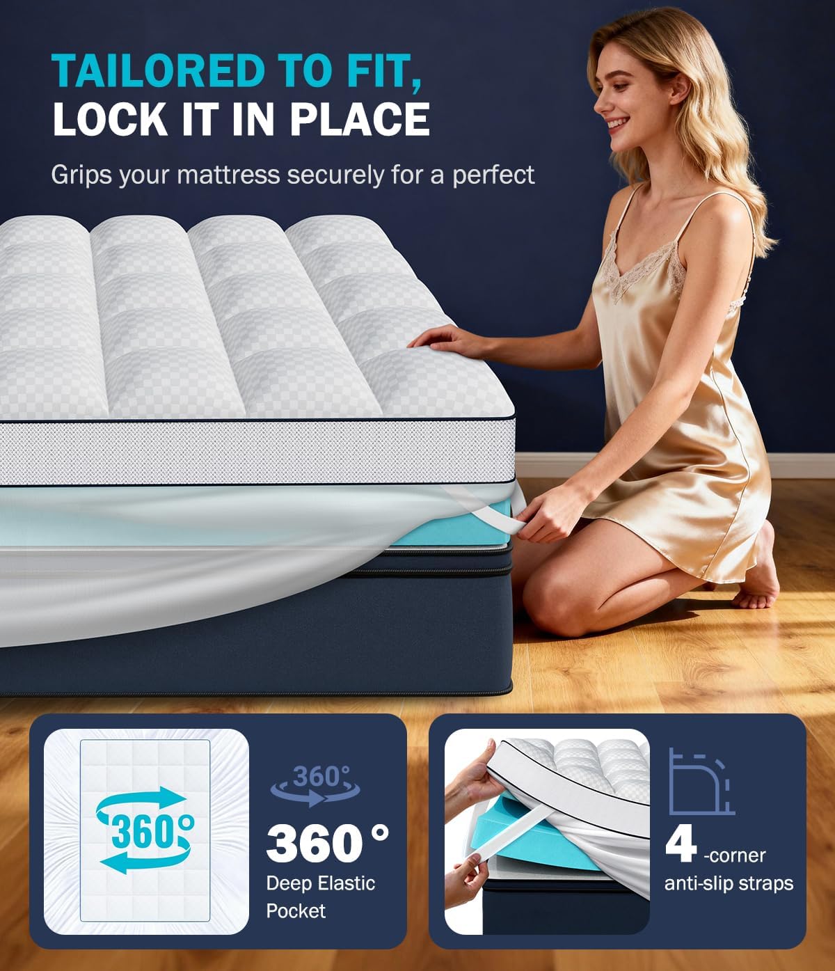 Queen 4 Inch Dual Layer Memory Foam Mattress Topper, Cooling Gel Pad - image 3