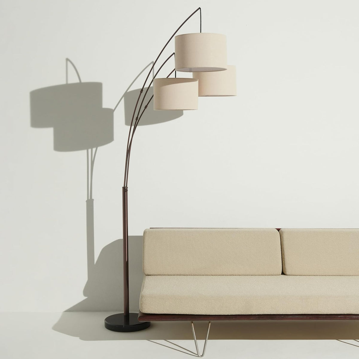 Trilage Arc Floor Lamp - Large Standing Lamp with 3 Fabric Shades & LED Bulbs for Living Room Over the Sofa, Reading, Multi-Head Traditional Tree Floor Lamp for Bedroom - Oil Rubbed Bronze - image 9