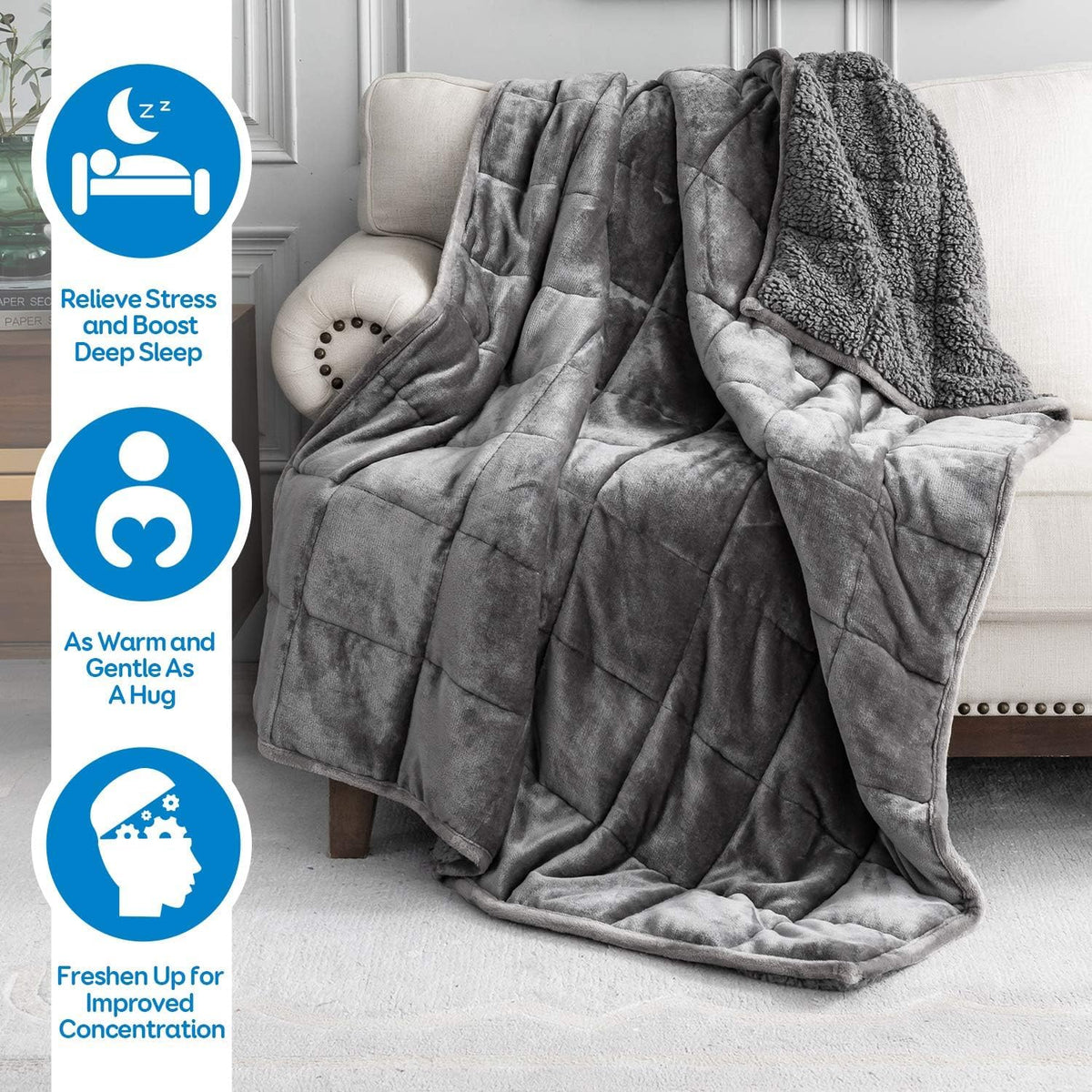 Weighted Blanket 20lbs for Adults King Queen Size 90"x90" Soft - image 2