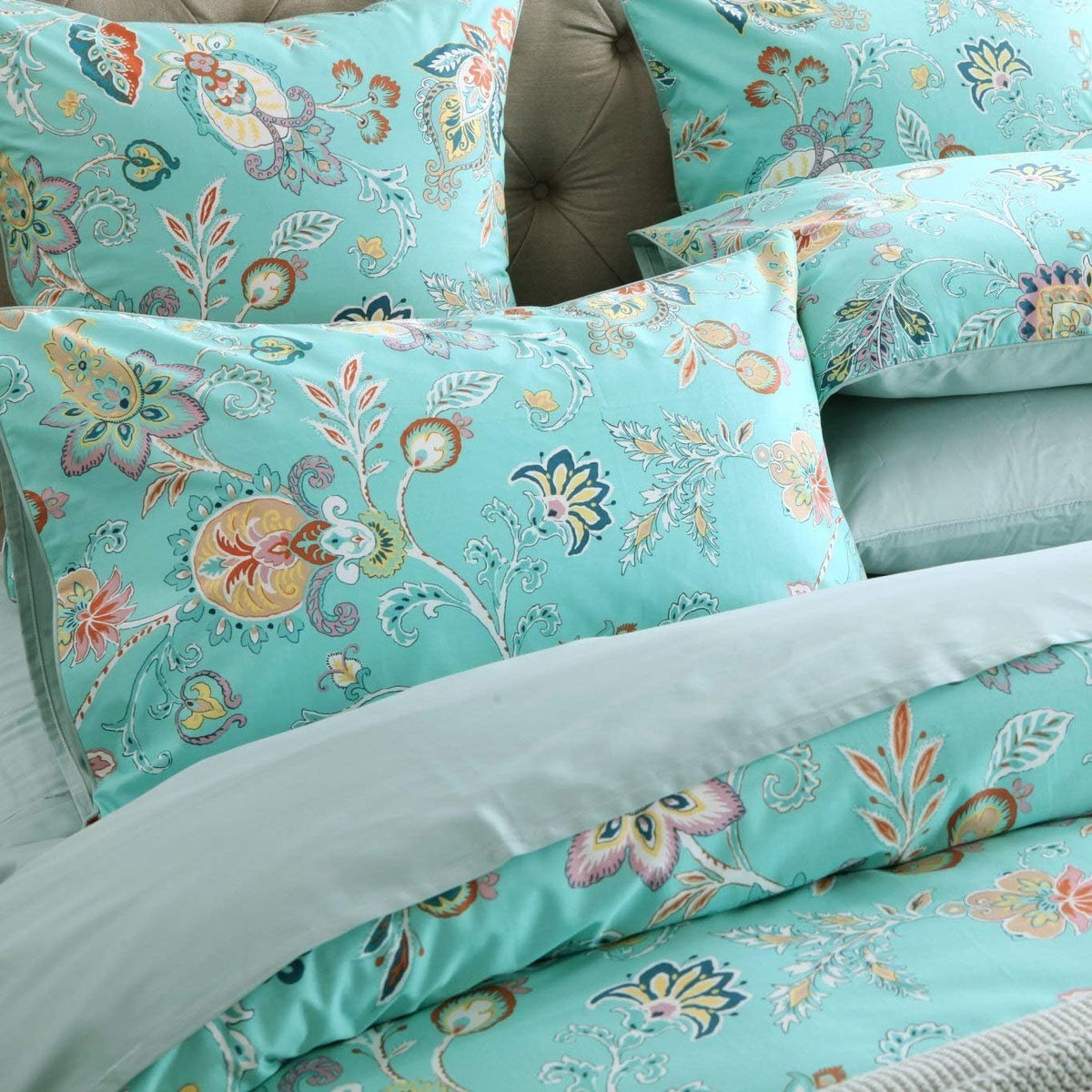 Luxury Hotel Classy Paisley Regal Themed Duvet Cover Set 100% Cotton Sateen, Inside Ties, Comfortable, Soft Durable, 3pc 800-Thread-Count Bedding Set with Button Closure Taupe King Size - image 12