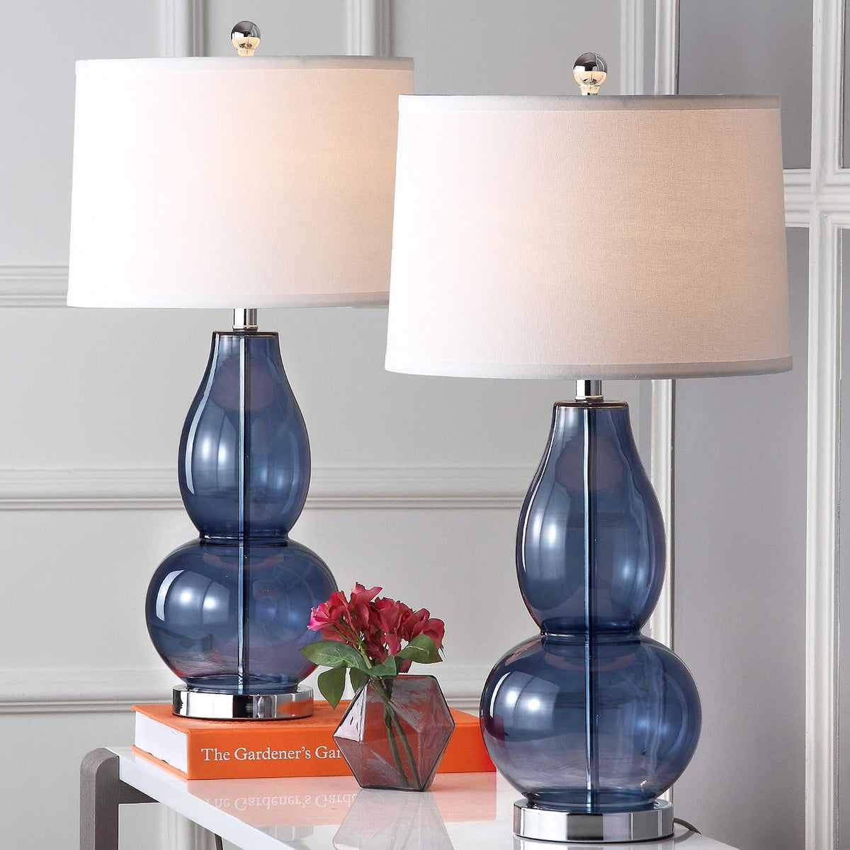 Lighting Collection Mercurio Double Gourd Blue and White Table Lamp, Set of 2 - image 4