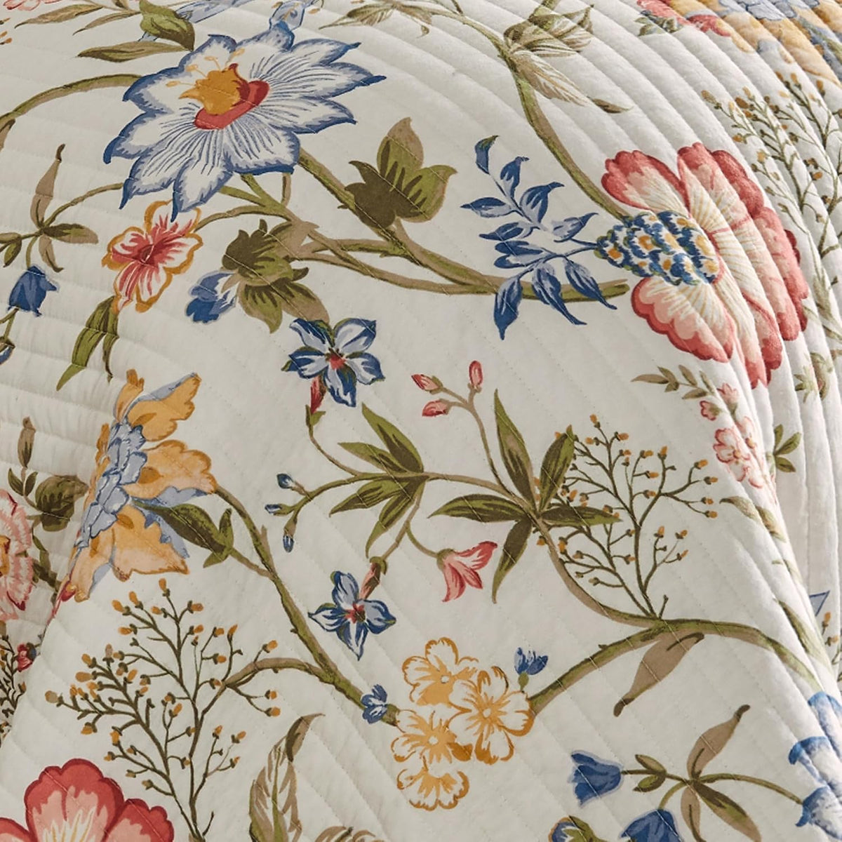 Maileen Quilt Set - King Quilt and Two King Shams - Floral - Bright Multi Color - Quilt (106x92in.) and Shams (20x36in.) - Reversible - Cotton - image 7