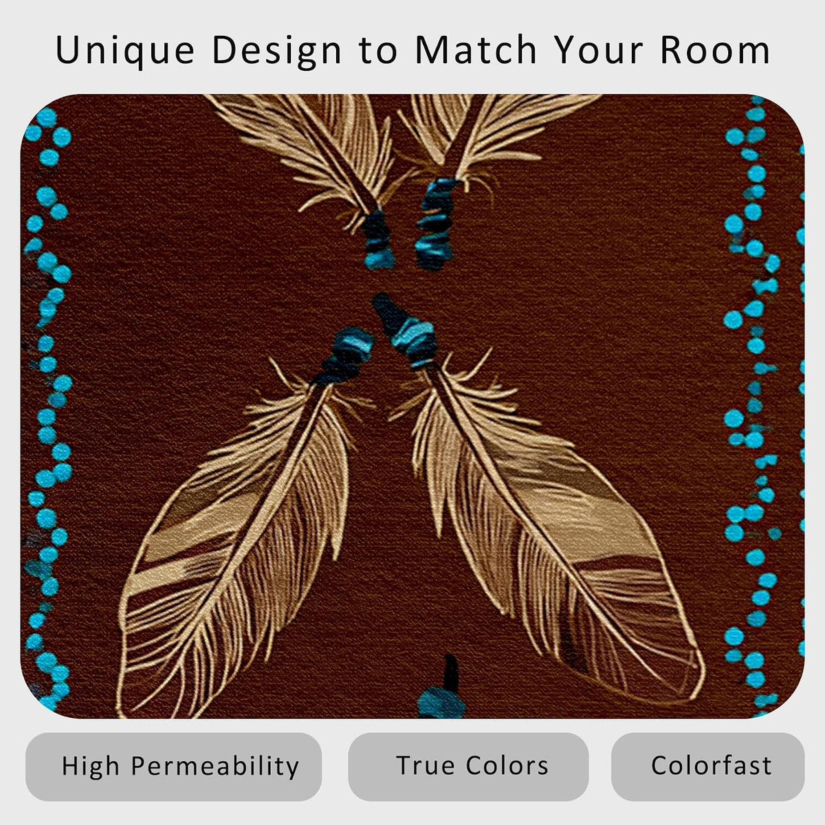 Tribal 3x10 Runner Rug, Feather Native American Brown Runners for Hallways, Kitchen, Bedroom, Entryway, Tribal Home Decor Floor Carpet, Non Slip Washable Low Pile, 3 x 10 ft - image 7