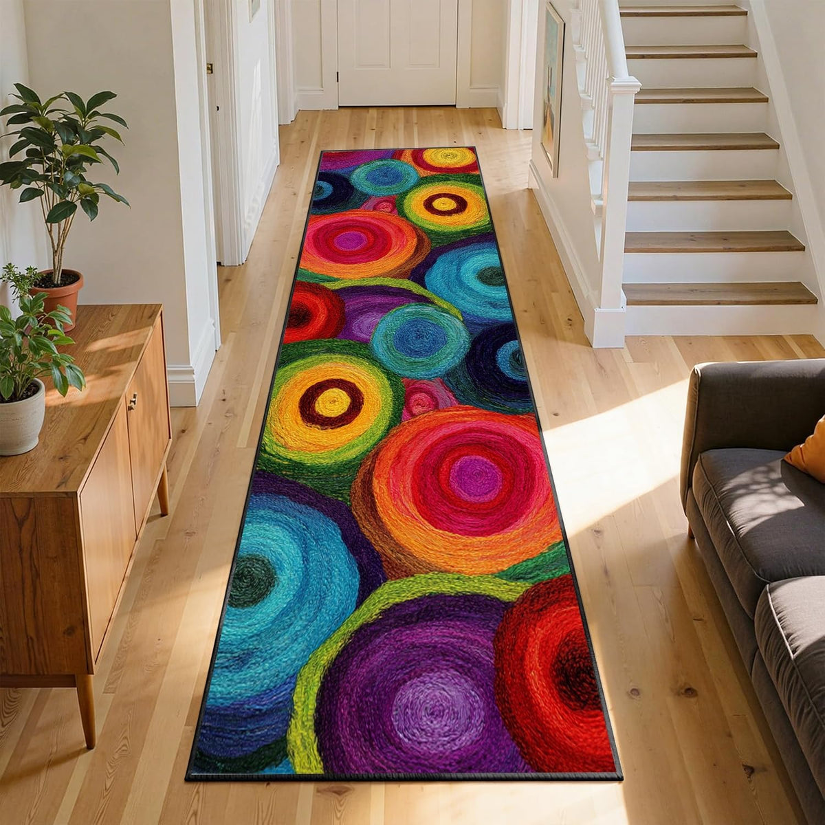 Colorful Leaf Branch Runner Rugs for Hallway, 3.3x10ft, Colorful Botanical Printed Pattern Entrance Carpets, Machine Washable Fade Resistant Home Decor Mats for Bedroom - image 12