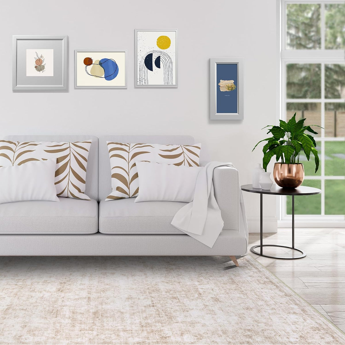 8x10 Area Rugs for Living Room Bedroom Dining Room Washable Beige White - image 3