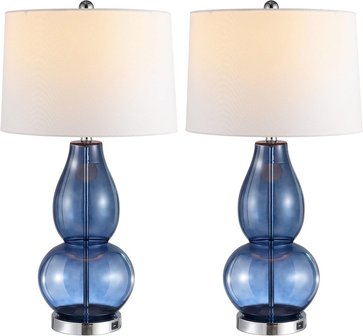 Lighting Collection Mercurio Double Gourd Blue and White Table Lamp, Set of 2 - image 7