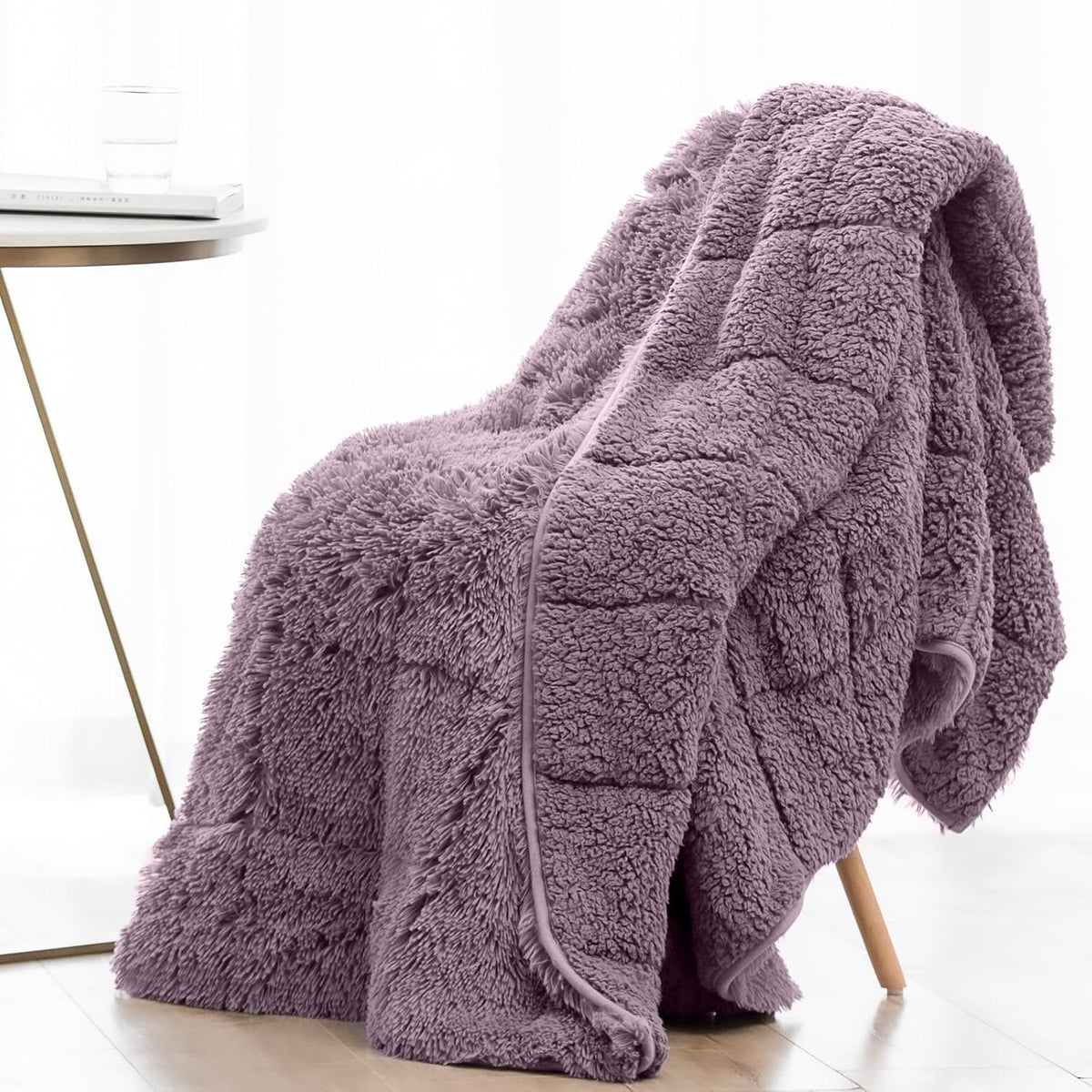 Weighted Blanket for Adult 80"x87" 15lbs Soft Long Plush Queen White - image 10