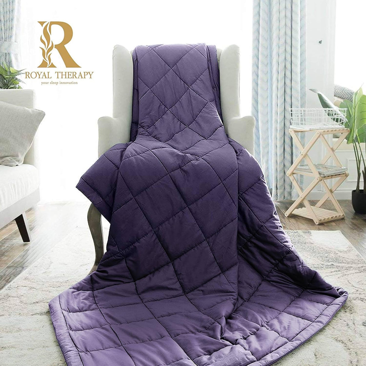 Therapy Weighted Blanket - Heavy 100% Cotton Blankets with Premium Glass Beads (60''x80'' 25lbs, Coastal Fog), Suitable for One Person (~200lb) - Use on Queen/King Bed - image 10