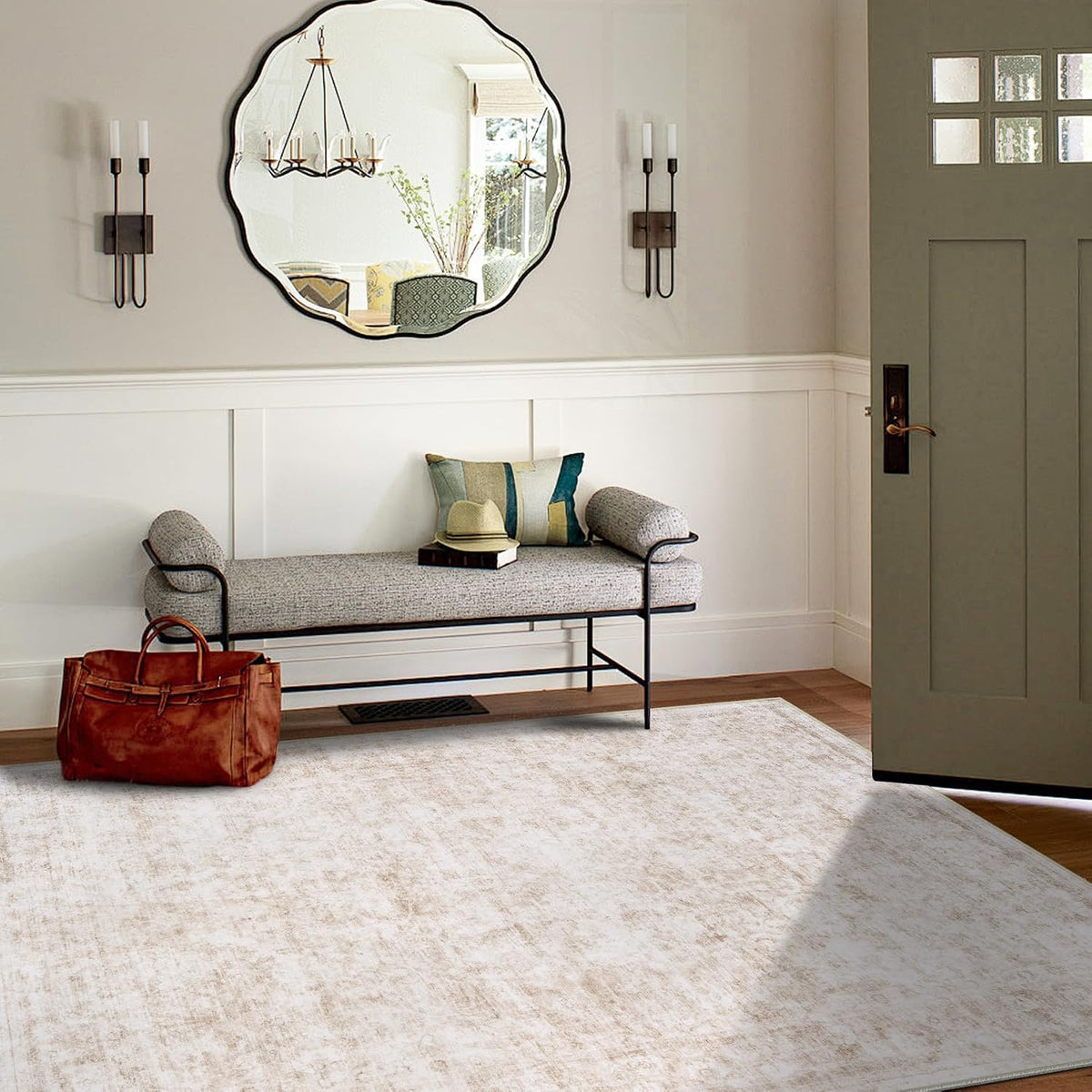 8x10 Area Rugs for Living Room Bedroom Dining Room Washable Beige White - image 9