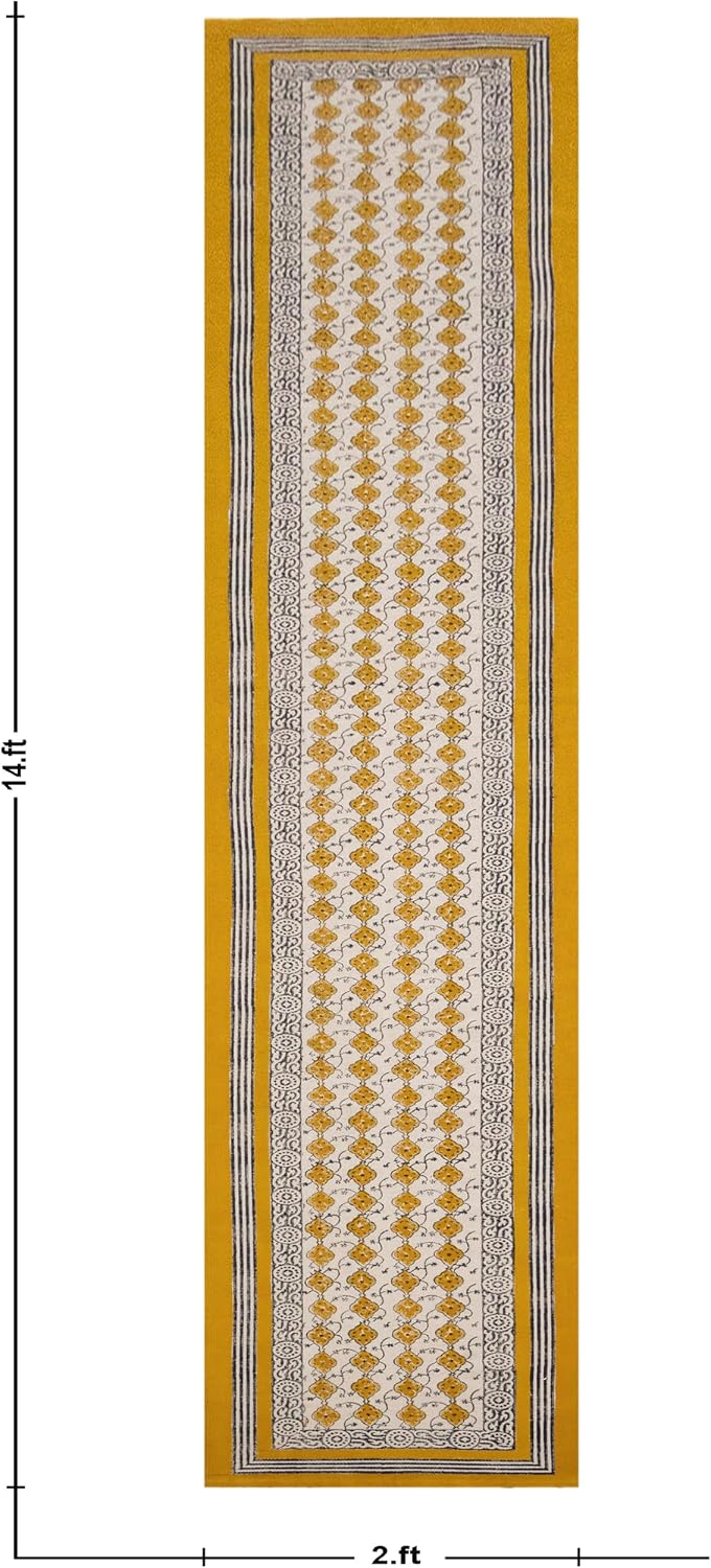 Runner 3x10 Cotton Runner Rug Yellow & Beige Indoor Outdoor 0.19 inches Stone Easy Washable Hand Wash Cotton Carpet Flatweave Rugs for Hallway, Staircases, Corridor - image 3