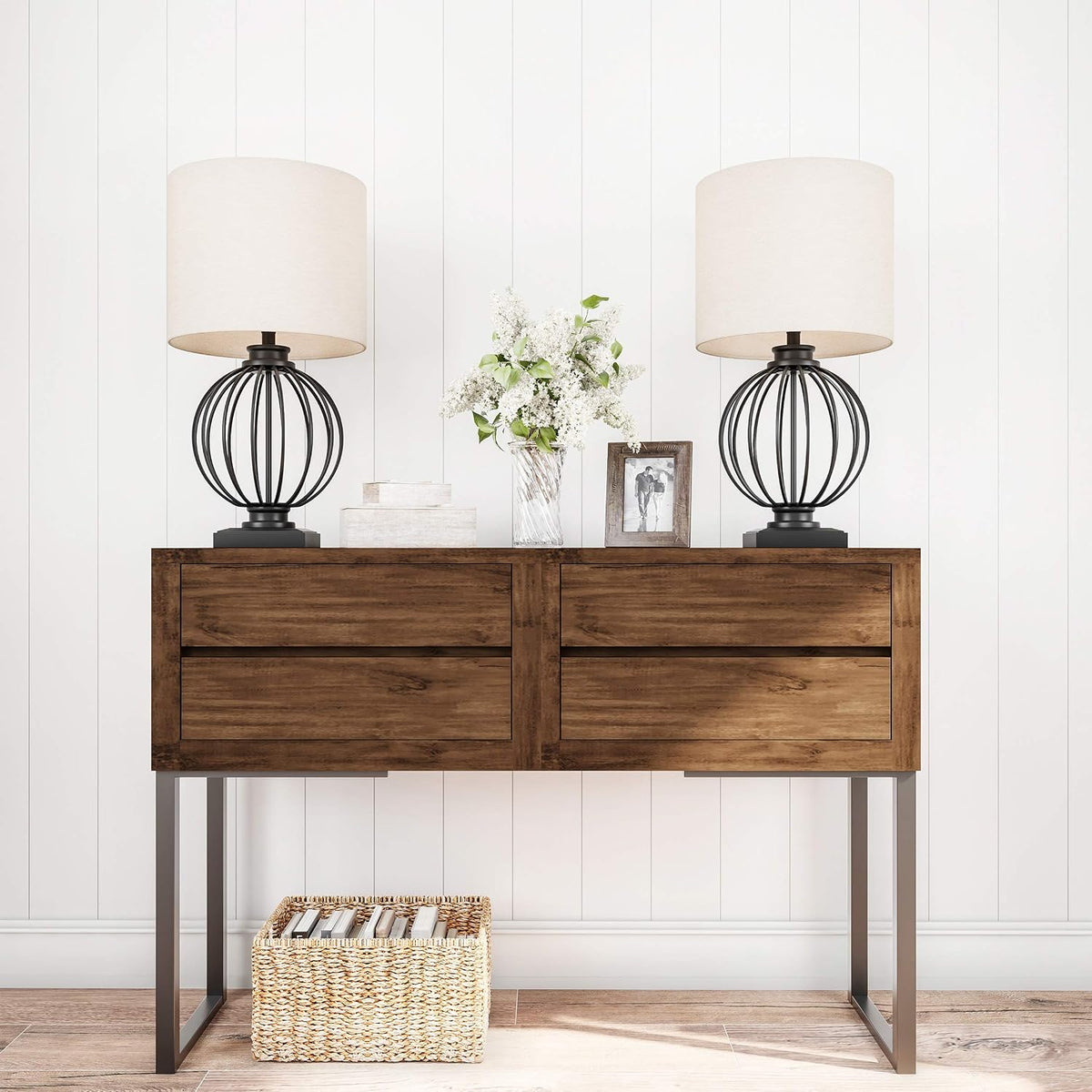 Modern Table Lamps, Black, Set of 2, 13” x 26” - image 4