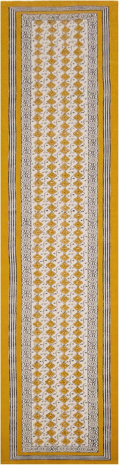 Runner 3x10 Cotton Runner Rug Yellow & Beige Indoor Outdoor 0.19 inches Stone Easy Washable Hand Wash Cotton Carpet Flatweave Rugs for Hallway, Staircases, Corridor