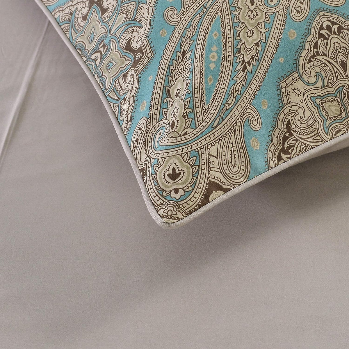 Luxury Hotel Classy Paisley Regal Themed Duvet Cover Set 100% Cotton Sateen, Inside Ties, Comfortable, Soft Durable, 3pc 800-Thread-Count Bedding Set with Button Closure Taupe King Size - image 5