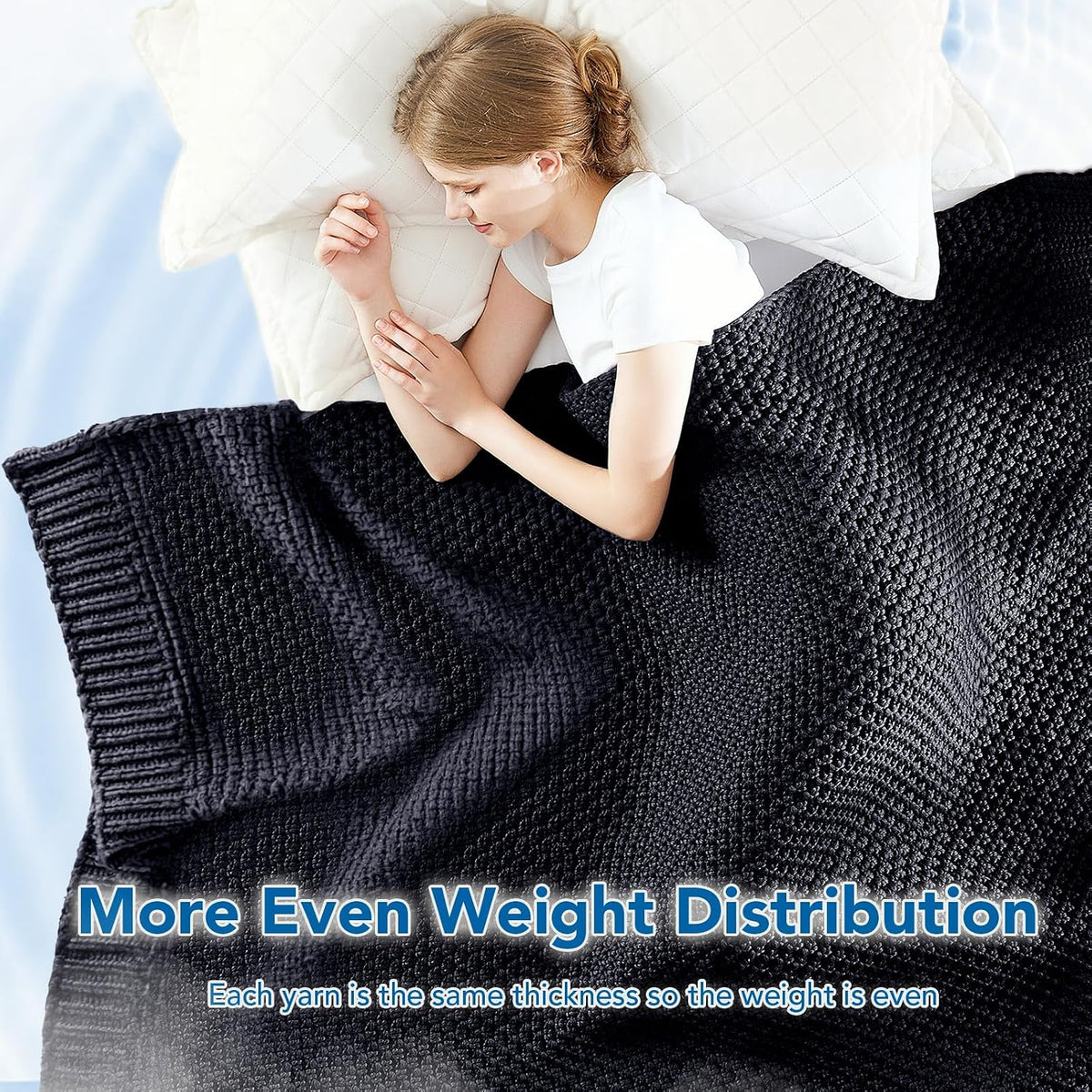 Knitted Weighted Blanket - 60"x80" 20lbs Queen Size Cooling Chunky Knit Heavy Blanket for Adults Cable Yarn Knit Decorative No Beads Soft Cozy and Cooling Weighted Throw Machine Washable - image 5