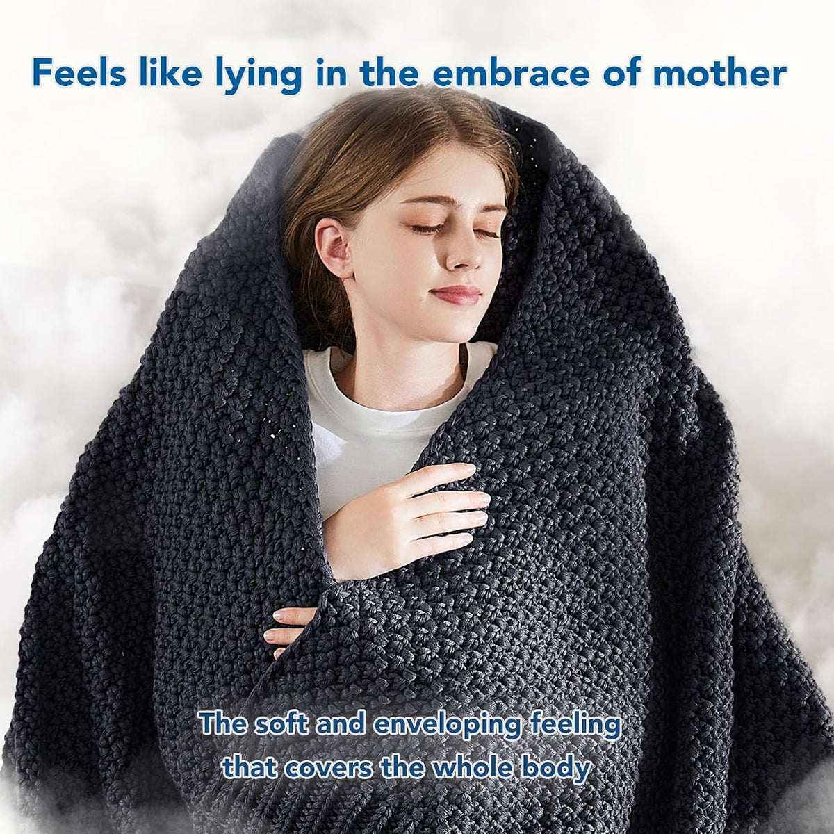 Knitted Weighted Blanket - 60"x80" 20lbs Queen Size Cooling Chunky Knit Heavy Blanket for Adults Cable Yarn Knit Decorative No Beads Soft Cozy and Cooling Weighted Throw Machine Washable - image 4