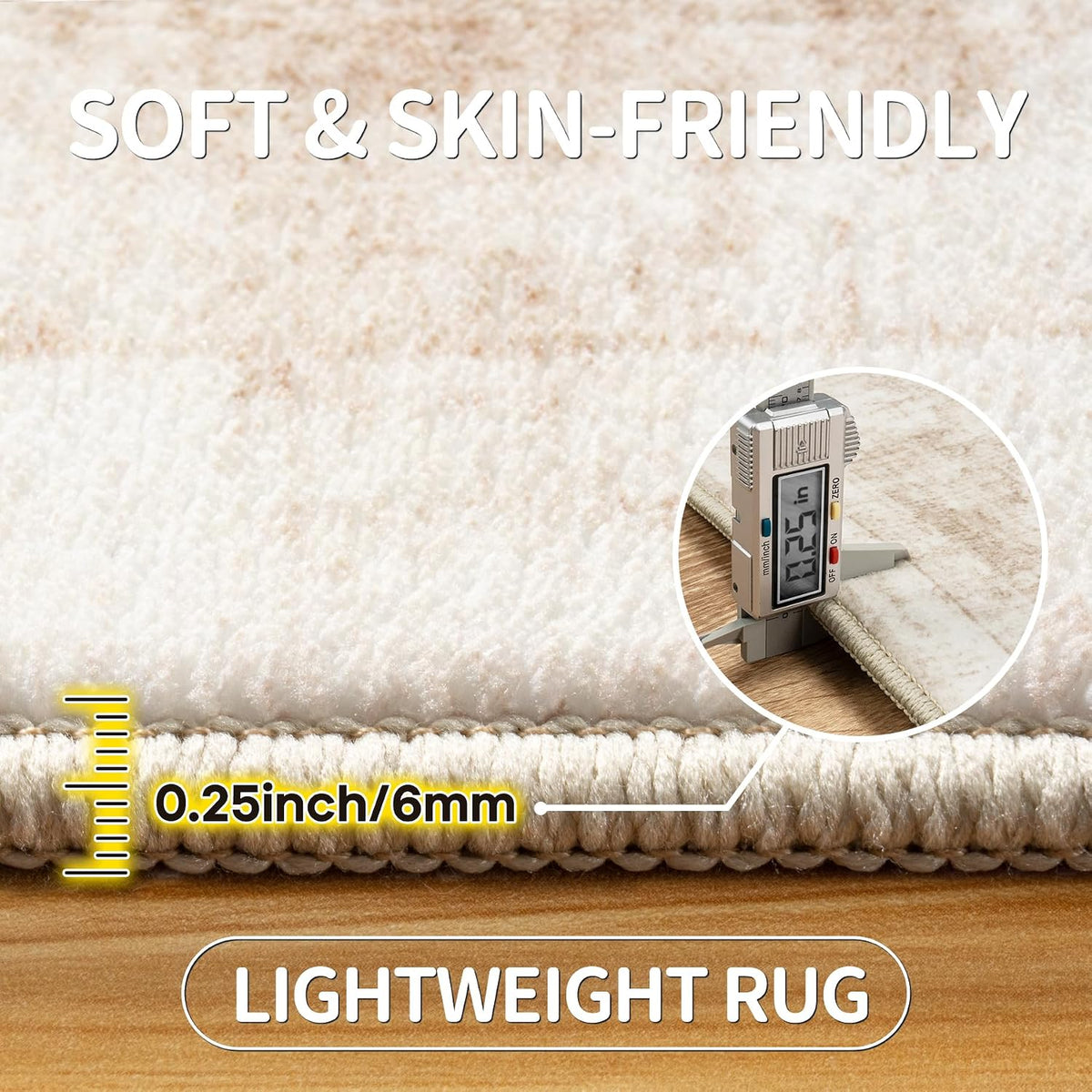 8x10 Area Rugs for Living Room Bedroom Dining Room Washable Beige White - image 6