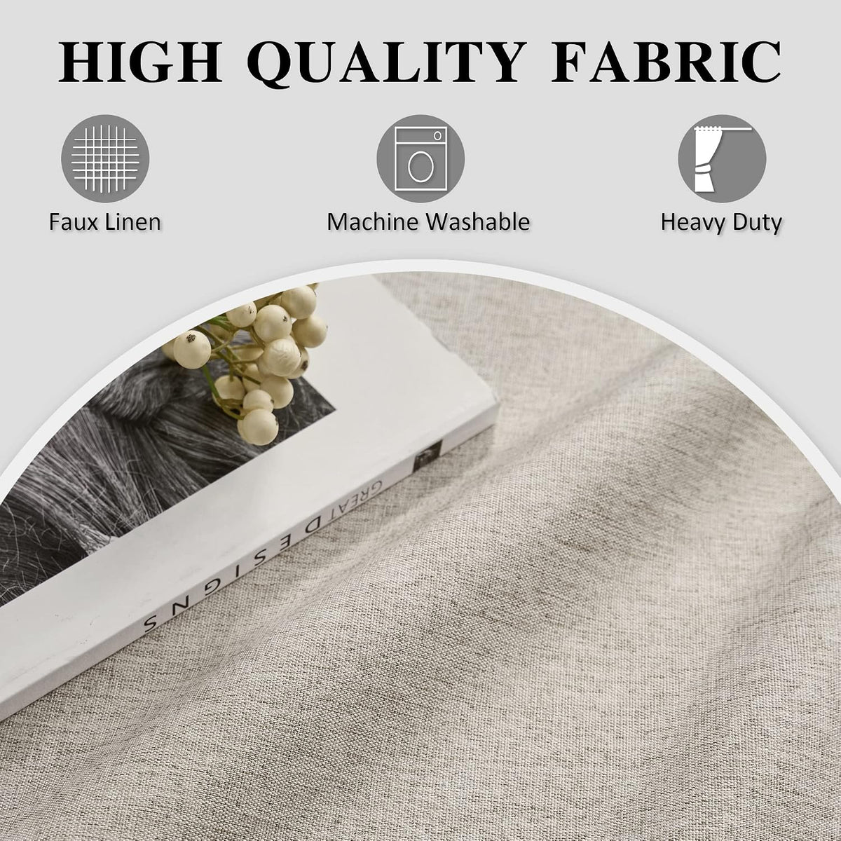 Linen Extra Wide and Extra Long Blackout Curtain 144 Inches Long Beige - image 6