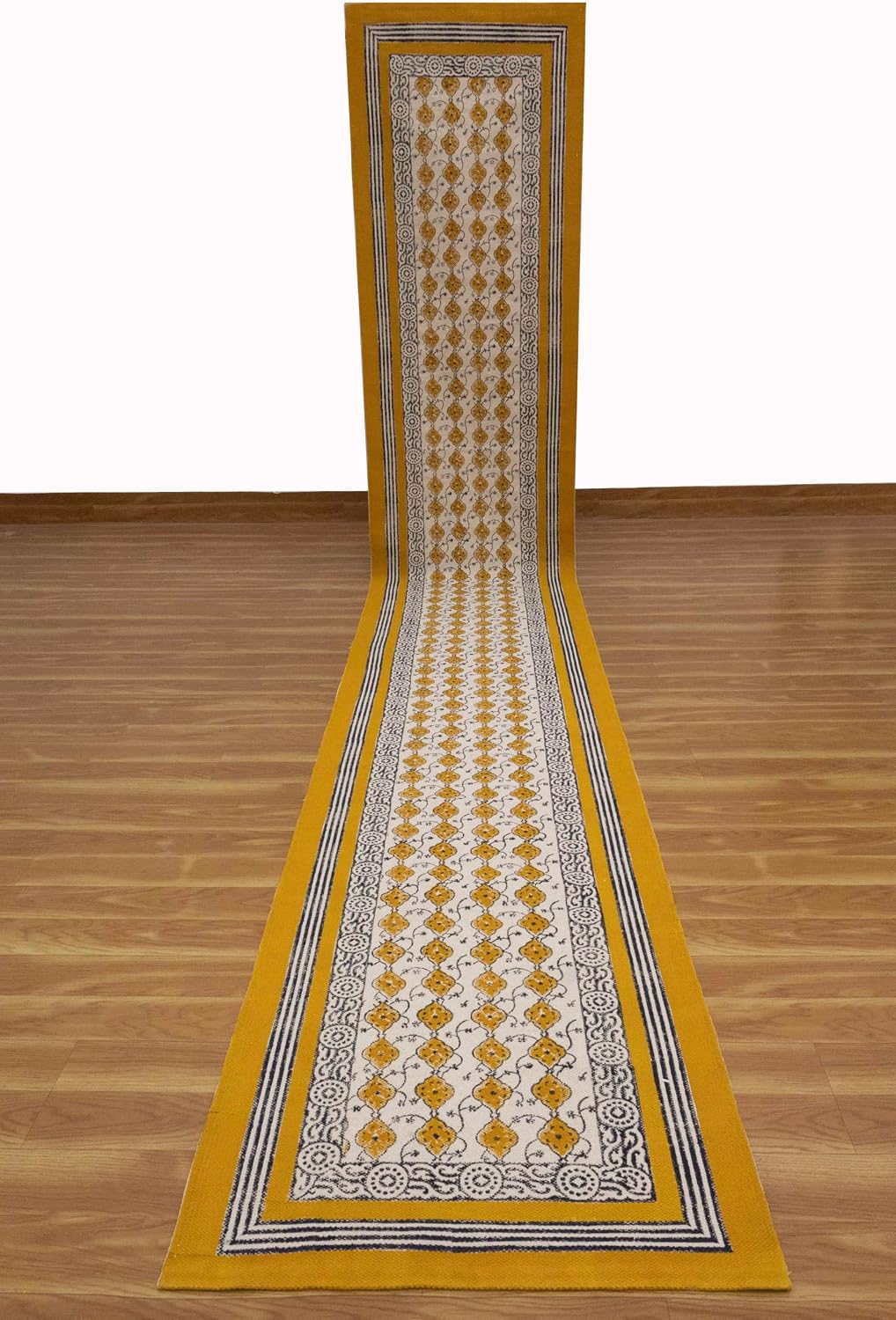 Runner 3x10 Cotton Runner Rug Yellow & Beige Indoor Outdoor 0.19 inches Stone Easy Washable Hand Wash Cotton Carpet Flatweave Rugs for Hallway, Staircases, Corridor - image 5
