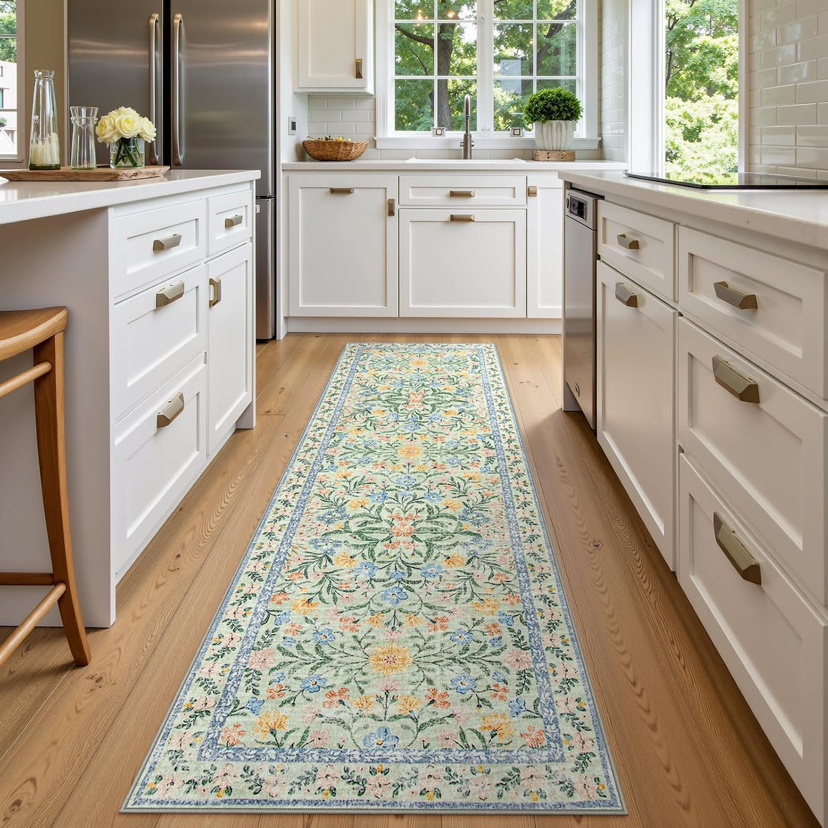 Boho Washable Rug 8x10, Large Area Rug for Living Room, Soft Floral Carpet for Bedroom Non Slip, 8 x 10 Indoor Beige Carpets for Nursery Dining Room Apartment Office Decor - image 12