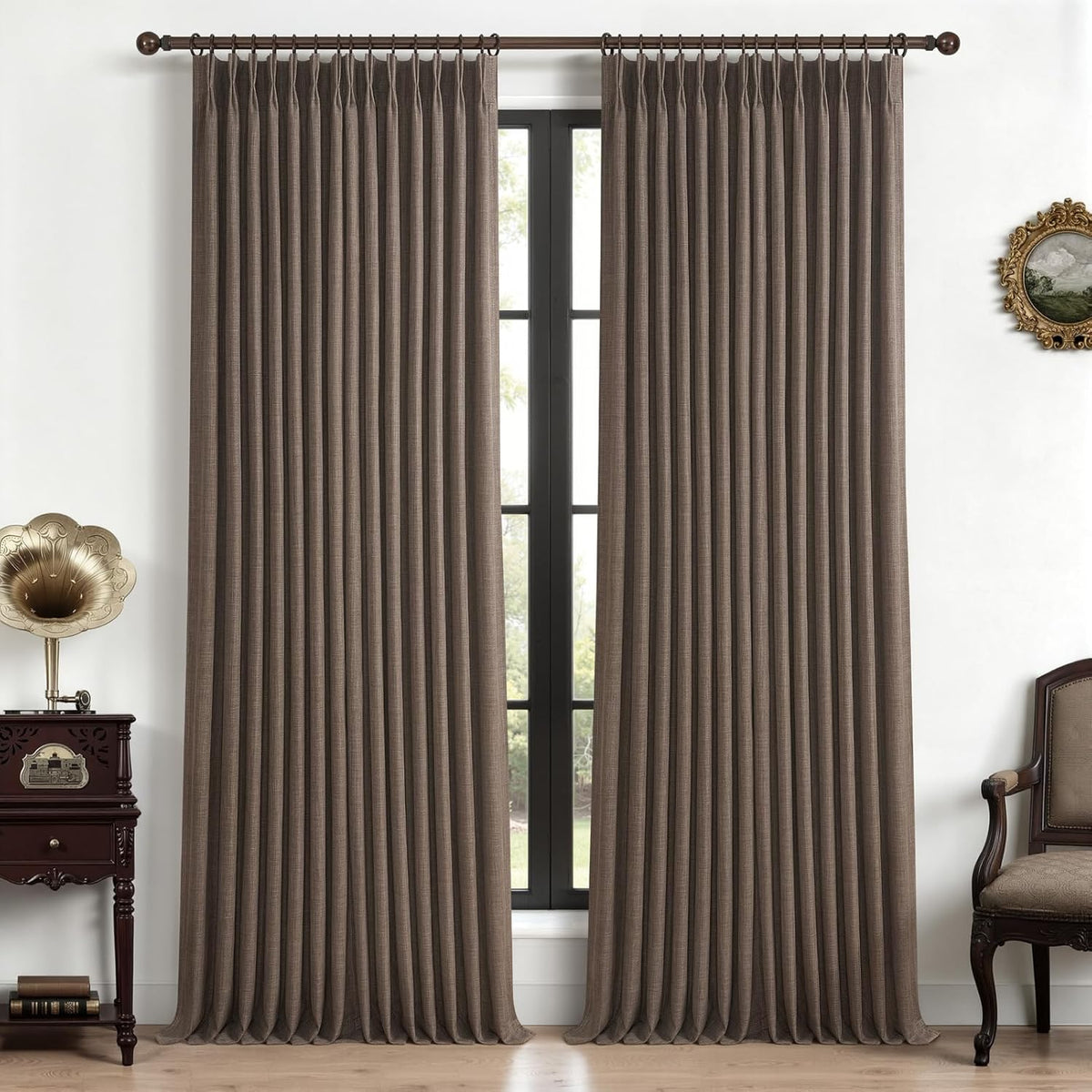 Extra Wide 70 Inch Blackout Curtains 90 Inches Long for Dining Room 2 Panels Set, Memory Trained Pinch Pleated Thermal Sound Dampening Double Layer Linen Blend Ivory Windows Drapes 70x90 Length - image 11