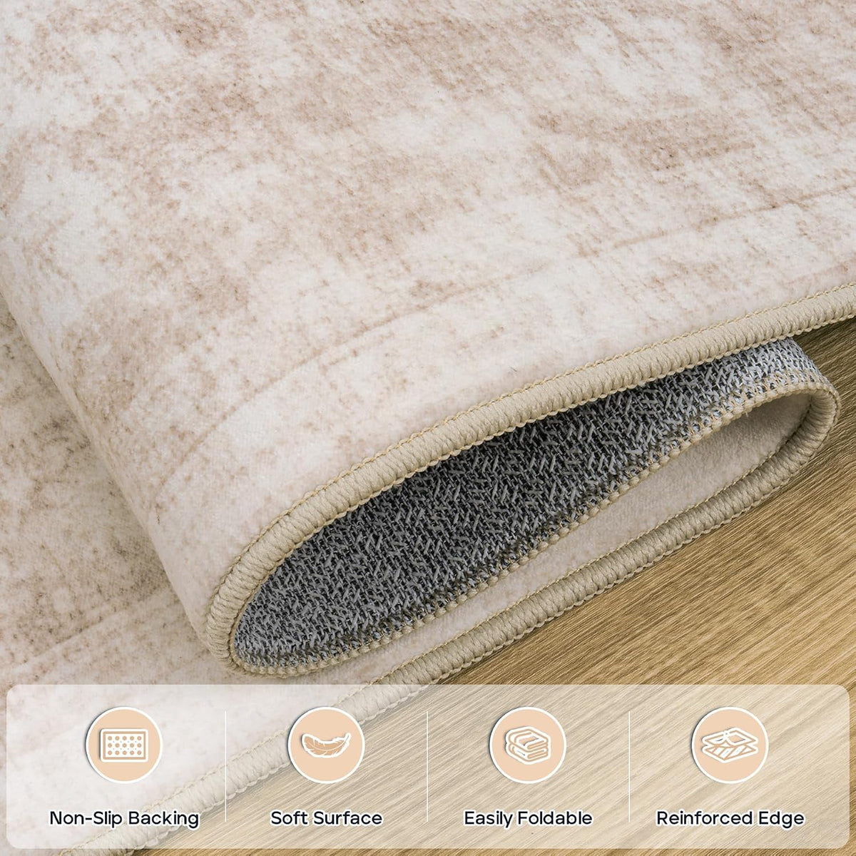 8x10 Area Rugs for Living Room Bedroom Dining Room Washable Beige White - image 4