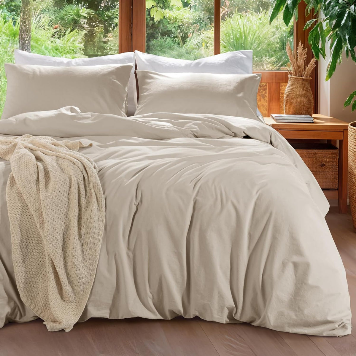 100% Linen Duvet Cover Set King Size,Durable Comforter Cover
