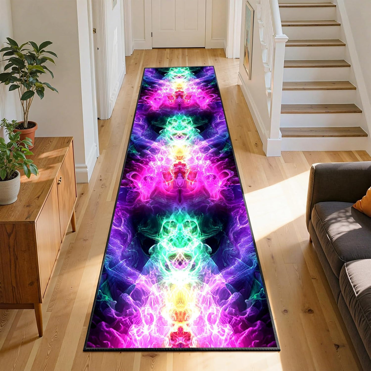 Colorful Leaf Branch Runner Rugs for Hallway, 3.3x10ft, Colorful Botanical Printed Pattern Entrance Carpets, Machine Washable Fade Resistant Home Decor Mats for Bedroom - image 10