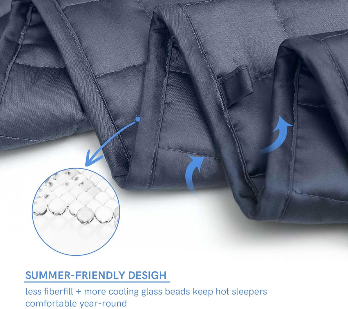 King Size Cooling Weighted Blanket for Adults (88x104 Inches, 30 Pounds, Blue Grey), Perfect for Hot Sleepers with Cooling Rayon/Glass Beads, Heavy Bed Blanket for Couple on Queen or King Bed - image 5