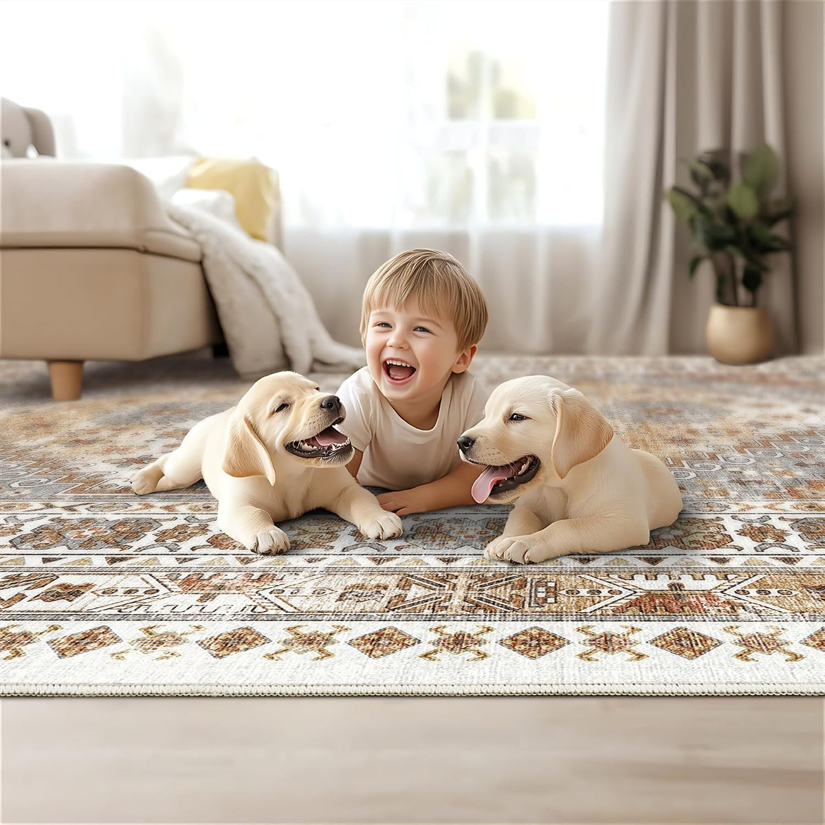 Washable Rugs 8x10 Area Rugs for Living Room, Orange - image 9