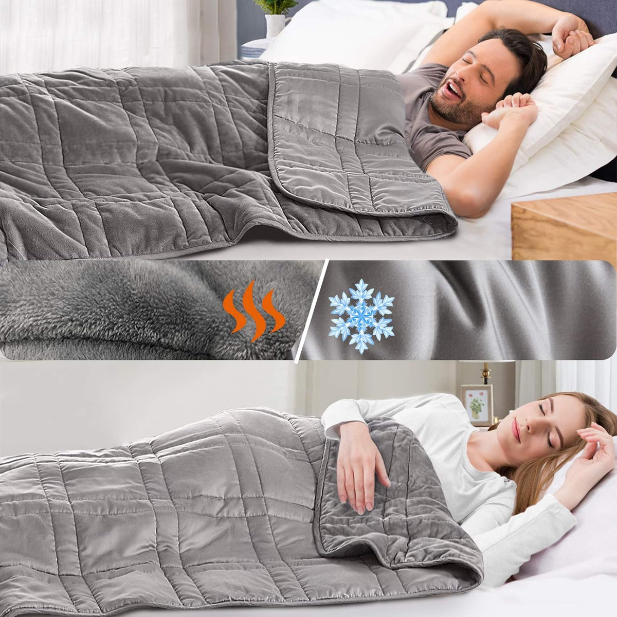Queen Size Weighted Blanket 80''x87''(30lbs, Double-Sided), Warm Short Plush and Cool Tencel Fabric Reversible Weighted Blanket for Adult - Carry Bag Included - image 10