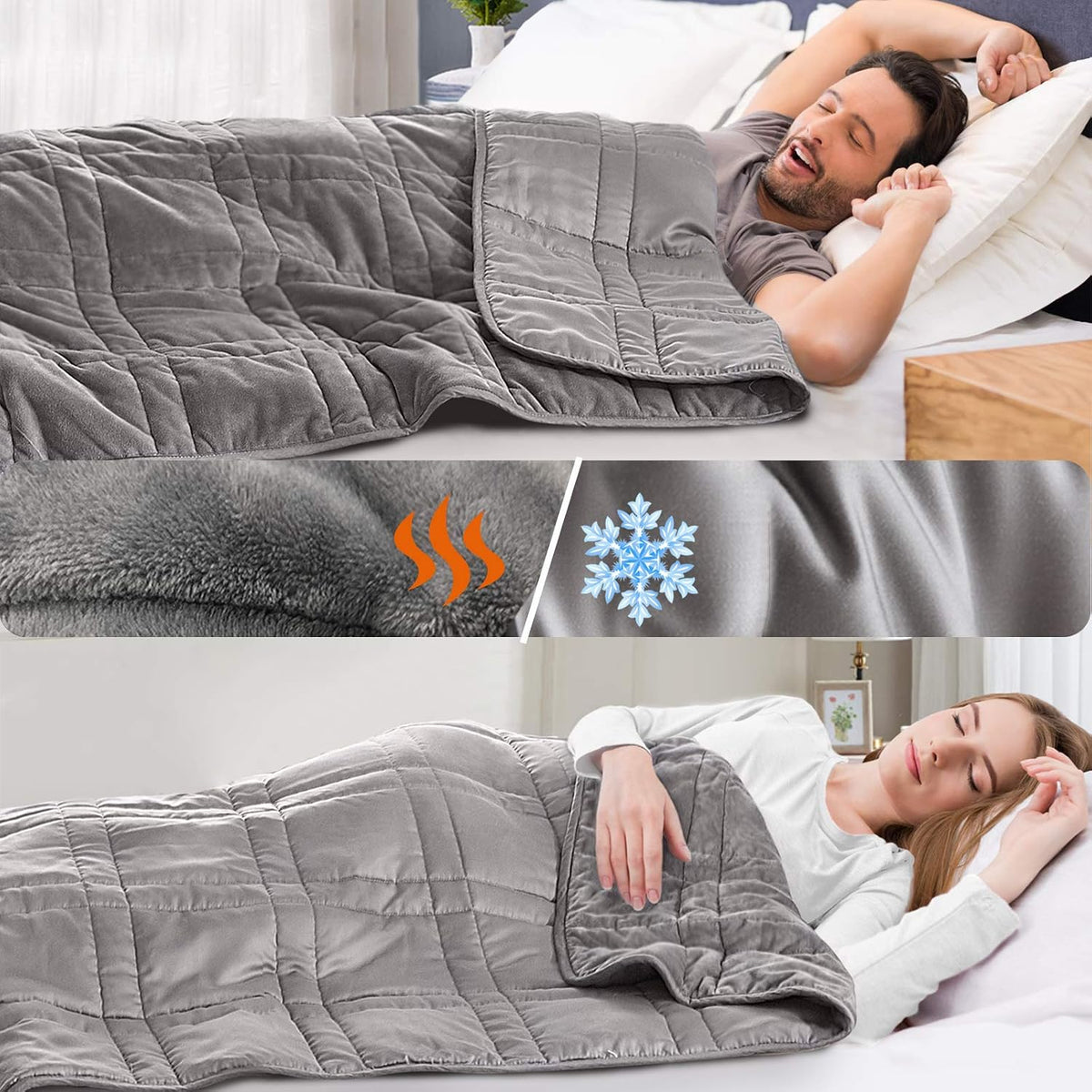 Queen Size Weighted Blanket 80''x87''(30lbs, Double-Sided), Warm Short Plush and Cool Tencel Fabric Reversible Weighted Blanket for Adult - Carry Bag Included - image 10