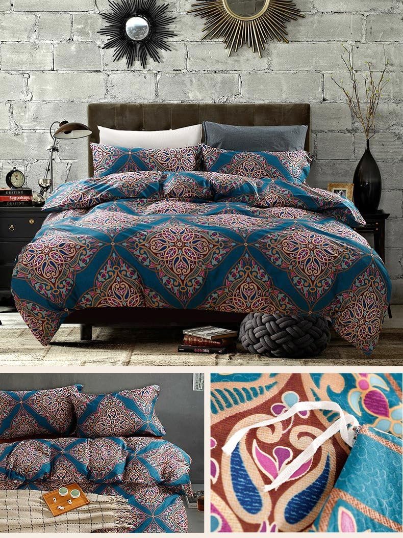 Damask Medallion Duvet Cover, Luxury Paisley Print Bedding Set, 400 Thread Count Egyptian Cotton (Teal, King) - image 7