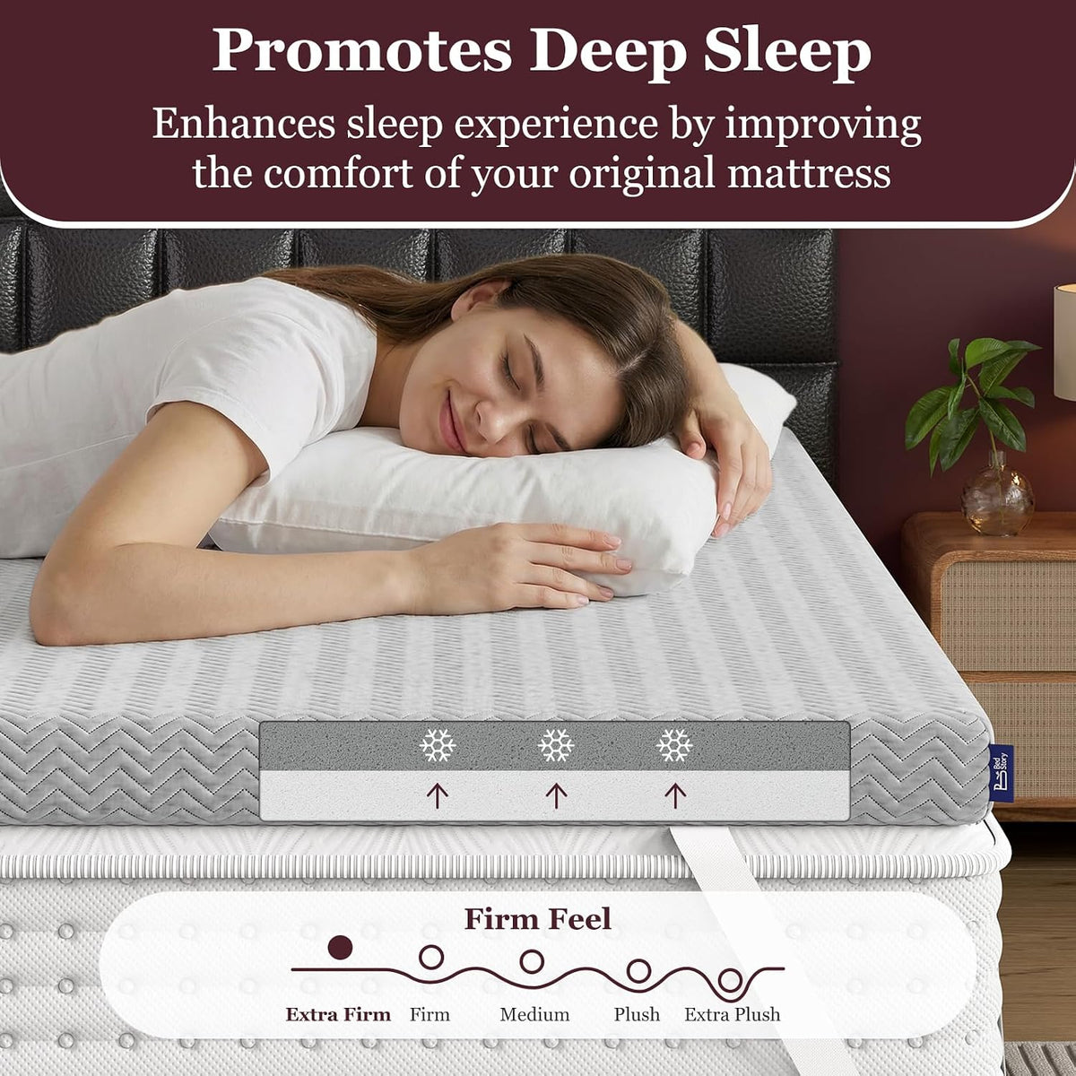 3 Inch King Size Extra Firm Mattress Topper for Pressure Relief - image 2