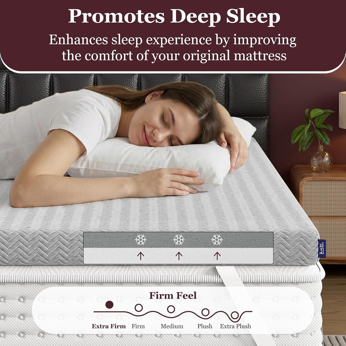 3 Inch King Size Extra Firm Mattress Topper for Pressure Relief - image 2