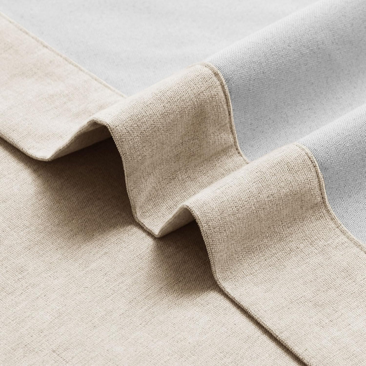100" Wx84 L Taupe Full Blackout Curtains for Sliding Door, Thermal Insulated Drapery for Living Room Bedroom Windows Patio Door, Modern Chenille Grommet Curtains with Tieback 1 Panel - image 5