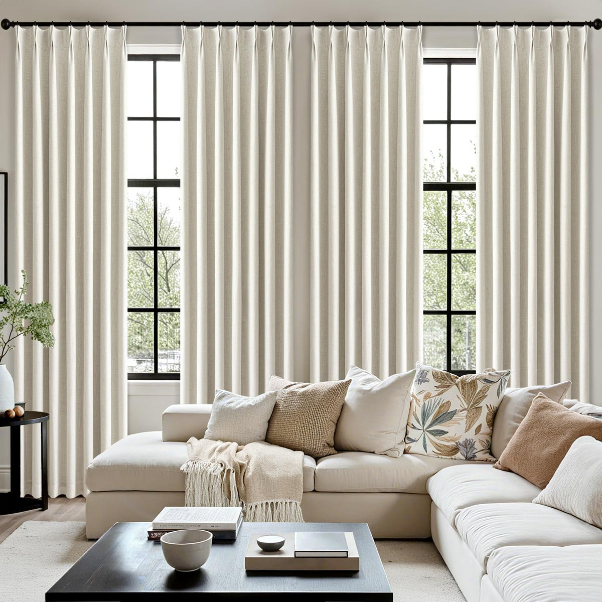 Natural Extra Wide Pinch Pleated Blackout Curtains 60x102 Inches - image 7