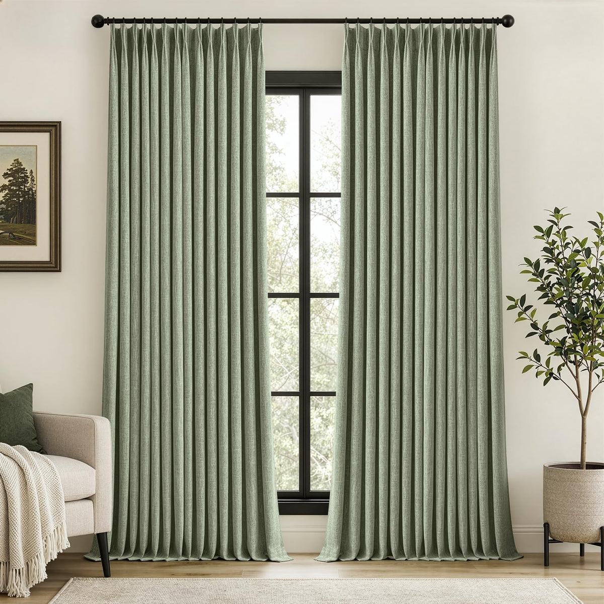 Natural Extra Wide Pinch Pleated Blackout Curtains 60x102 Inches - image 12