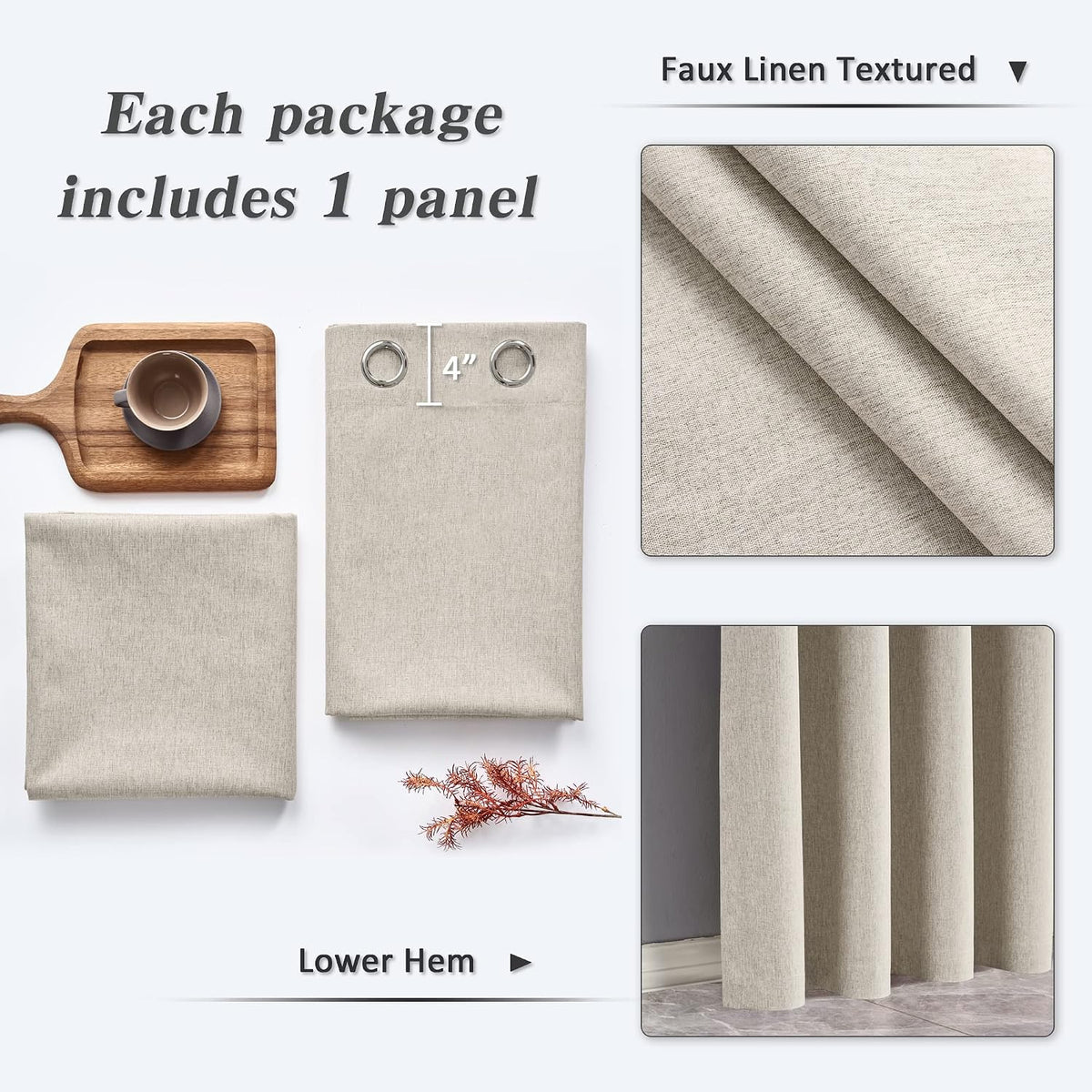 Linen Extra Wide and Extra Long Blackout Curtain 144 Inches Long Beige - image 7