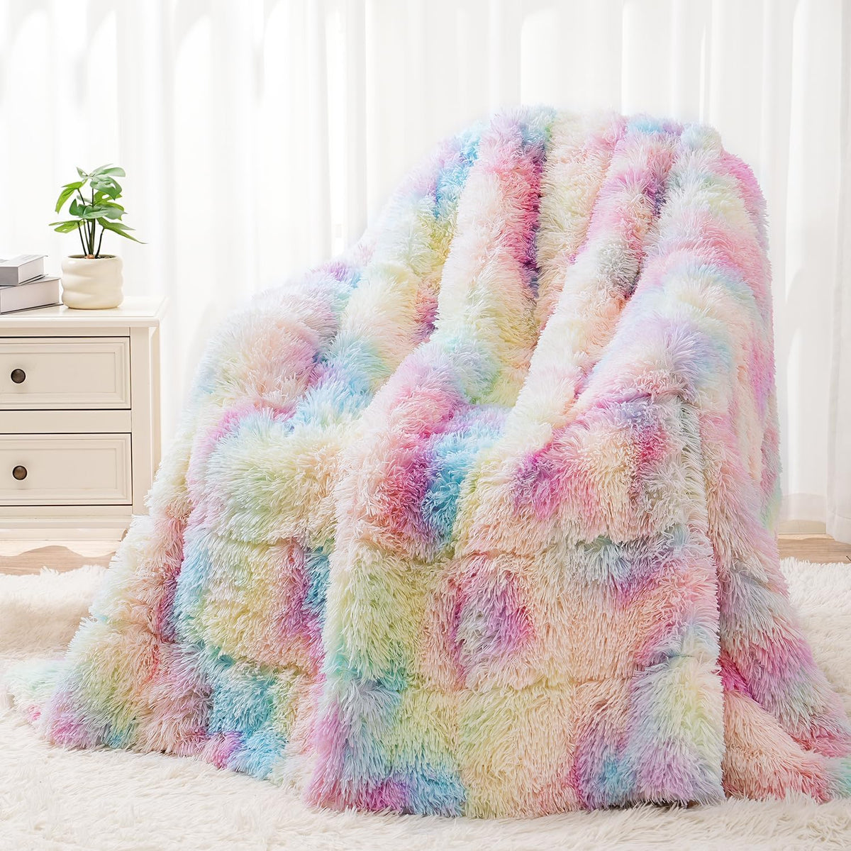 Weighted Blanket for Adult 80"x87" 15lbs Soft Long Plush Queen White - image 11