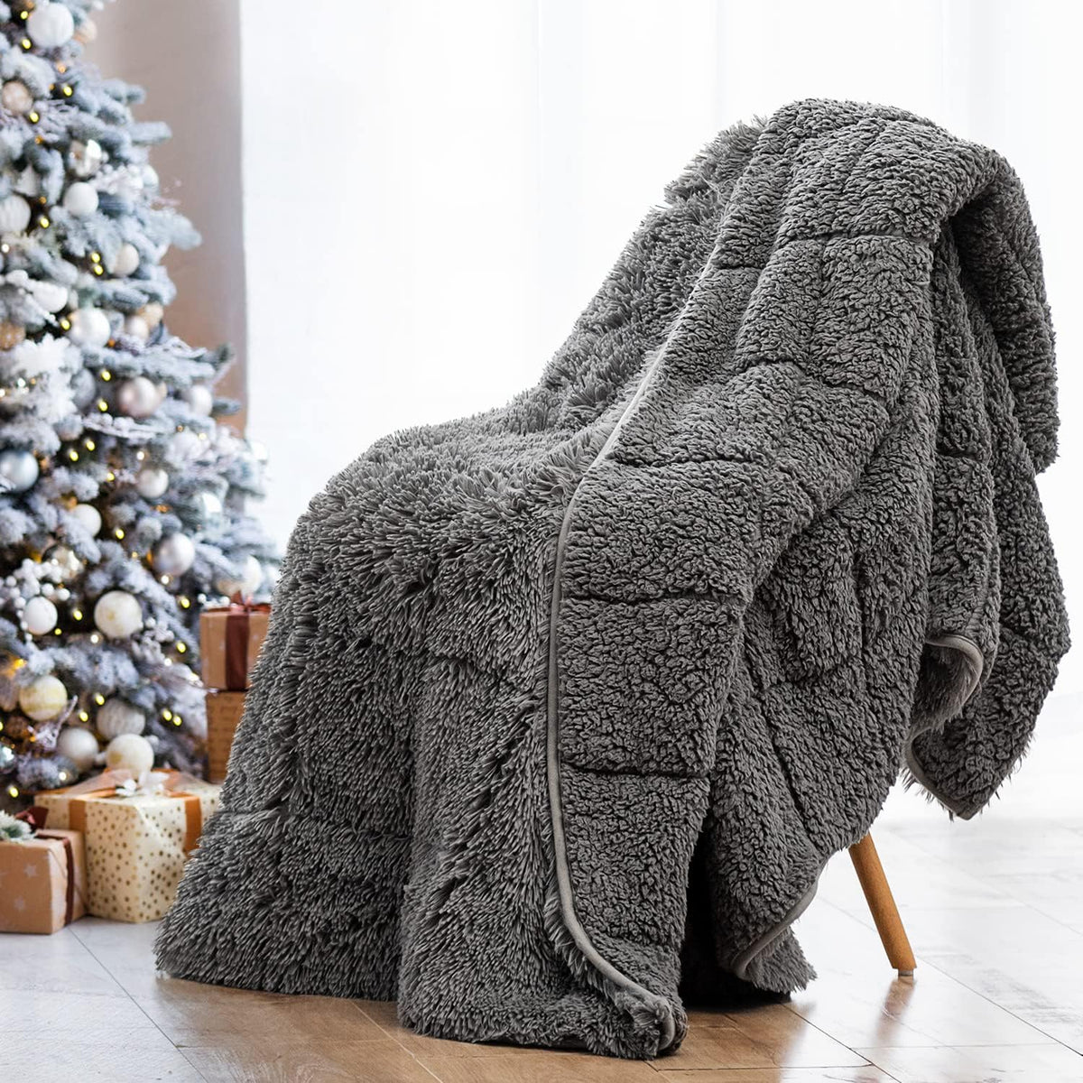 Weighted Blanket for Adult 80"x87" 15lbs Soft Long Plush Queen White - image 8