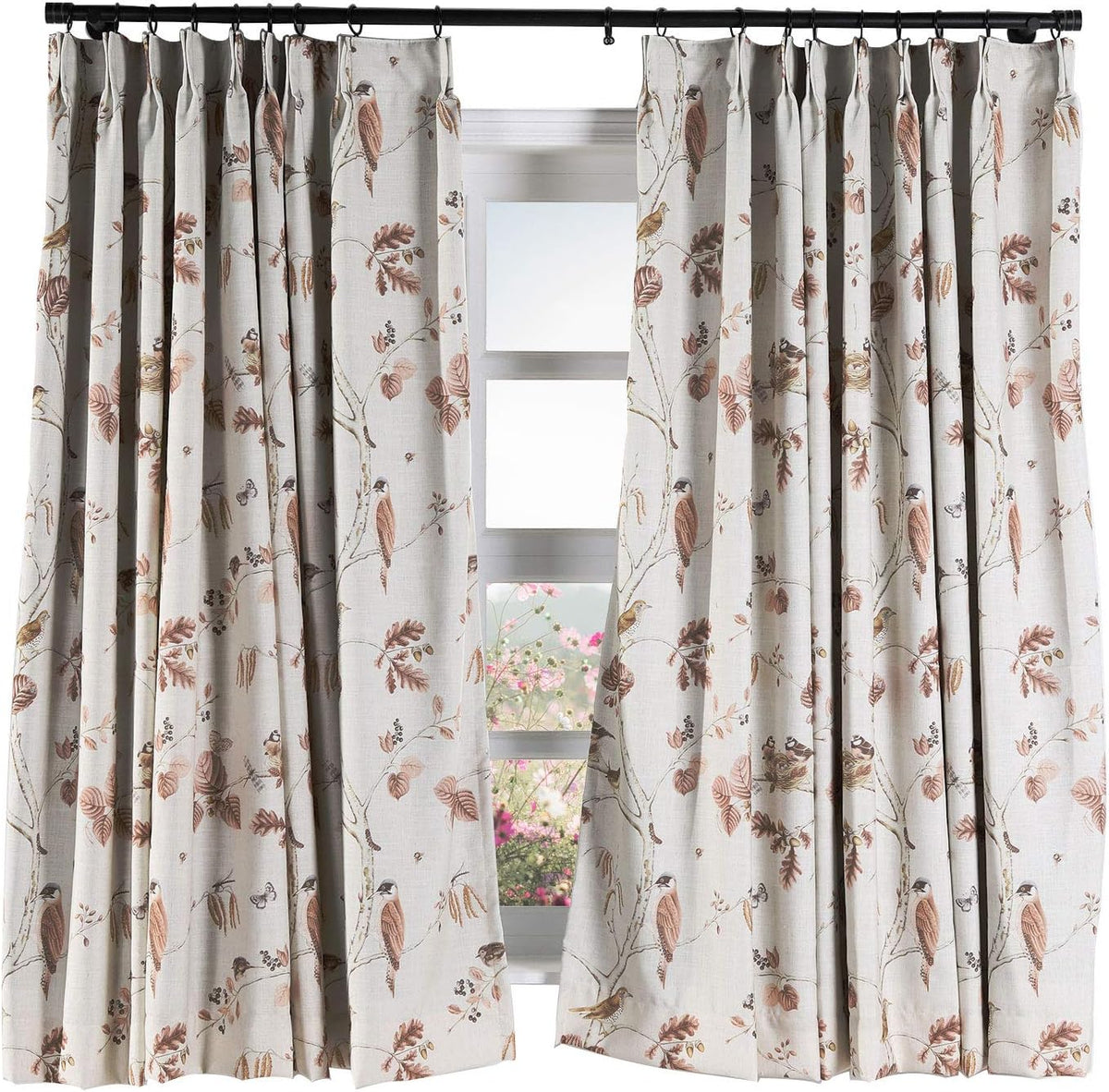 Rural Pastoral Print Extra Wide Window Curtain 100" W x 96" L, Pinch Pleated Blackout Lining Darpes Panel Bedroom Living Room Hotel Restaurant (1 Panel), Teal - image 10