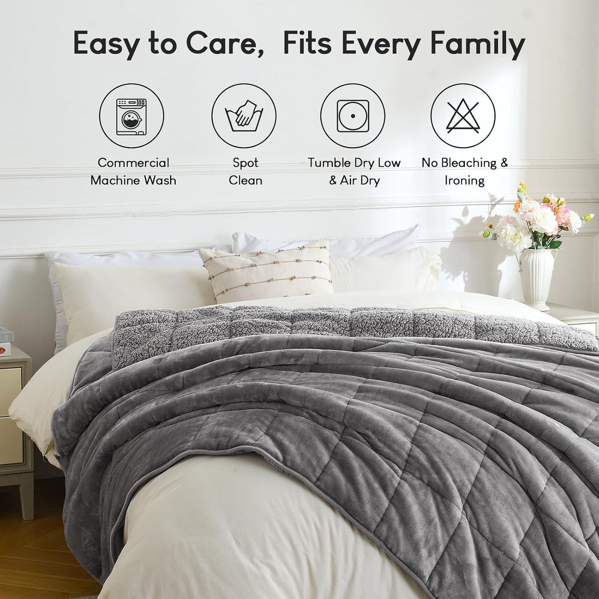 Weighted Blanket 20lbs for Adults King Queen Size 90"x90" Soft - image 7